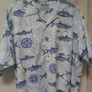 Mens Columbia Short Sleeve Button Front Shirt